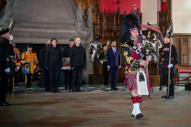 Pipe Major James Muir composed a tune and performed it as the Stone of Destiny left Edinburgh Castle and headed to London for the King's coronation.
