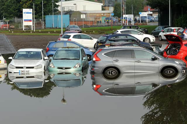 Flooded car park at Victoria Hospital in Kirkcaldy last August (Pic: Fife Photo Agency)
