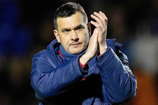 Raith manager Ian Murray applauds travelling fans after win in the Highlands (Pic by Mark Scates/SNS Group)