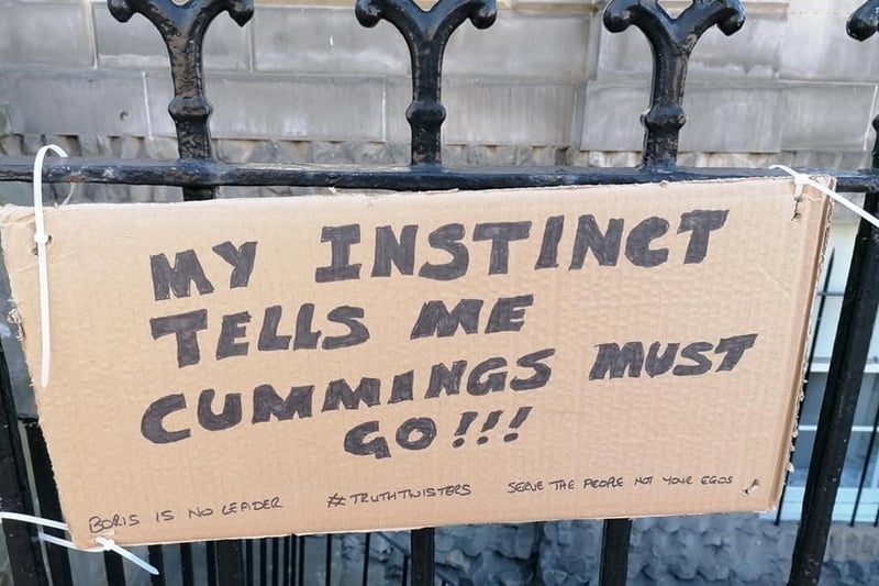 Dominic Cummings' lockdown-breaking trip to Barnard Castle was a huge issue - this cardboard sign attached to railings in Stockbridge, Edinburgh, summed up the anger.