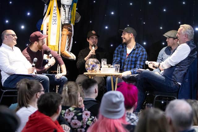 Fife Flyers Hockey Show in 2019- pictured are Ali McLaren, Bari McKenzie, Mike Cazzola, James Isaacs, Adam Morrison and Allan Crow (Pic: Derek Young)