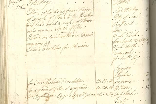 18th century diet book from Leslie House in Fife
