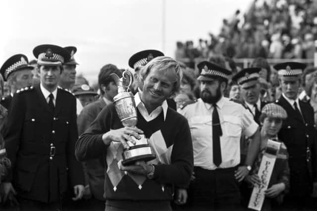 Winner Jack Nicklaus holding the Claret Jug, acknowledges the applause of the crowd at St Andrews in July 1978 (Pic: TSPL)