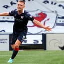 Callum Smith celebrating scoring for Raith Rovers during their 1-1 draw at home to Airdrieonians at Kirkcaldy's Stark's Park on Saturday (Pic: Fife Photo Agency)