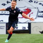 Callum Smith celebrating scoring for Raith Rovers during their 1-1 draw at home to Airdrieonians at Kirkcaldy's Stark's Park on Saturday (Pic: Fife Photo Agency)