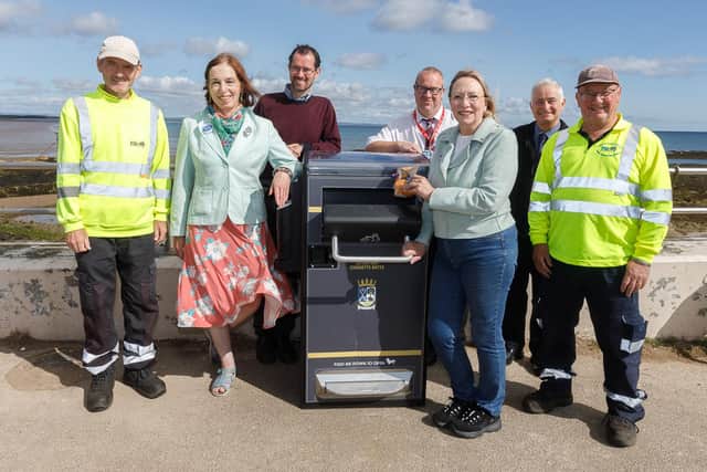 From left, Richie Simpson (street cleaner), Cllr Jane Ann Liston, Cllr Al Clark, Sandy Anderson (service manager - waste operations), Cllr Jan Wincott, John Easton (operations officer for North East Fife and Levenmouth) and Gary Hopton (street cleansing chargehand for St Andrews).  (Pic: Fife Council)
