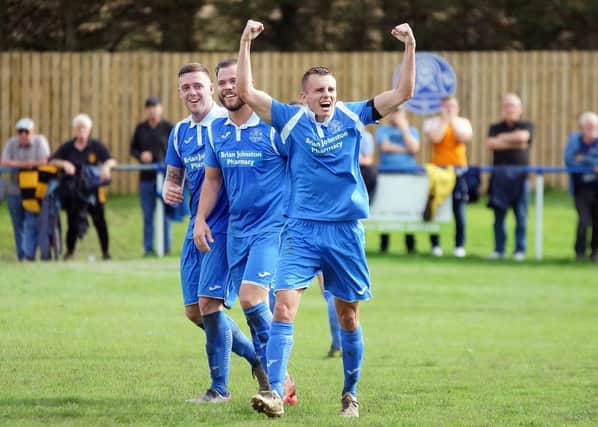 Mikey Ness celebrates after his spectacular strike against Auchinleck Talbot in 2019. (Pic: George Wallace)
