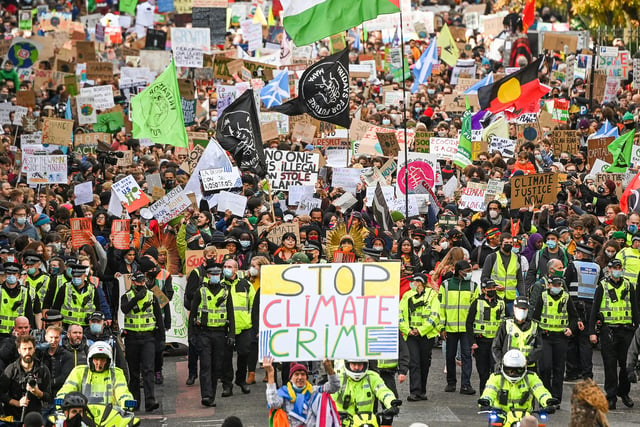 Tens of thousands of people took part in two COP26 protests in Glasgow in November. Greta Thunberg joined youth protesters for a march on November 5, followed by a huge rally the following day.