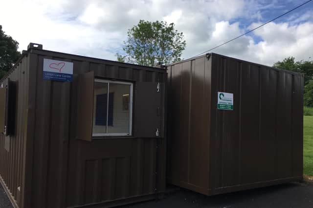 The newly installed portacabins.