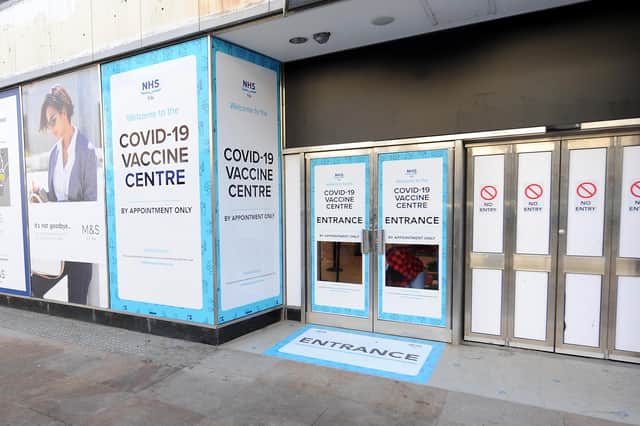 The mass COVID vaccination centre in the former M&S shop on Kirkcaldy High Street was forced to close due to water damage after the heavy rain (Pic: Fife Photo Agency)