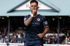 Raith Rovers' Dylan Easton celebrating after scoring to make it 1-1 during their Viaplay Cup group-stage match at home to Dunfermline Athletic on Saturday (Pic: Craig Williamson/SNS Group)