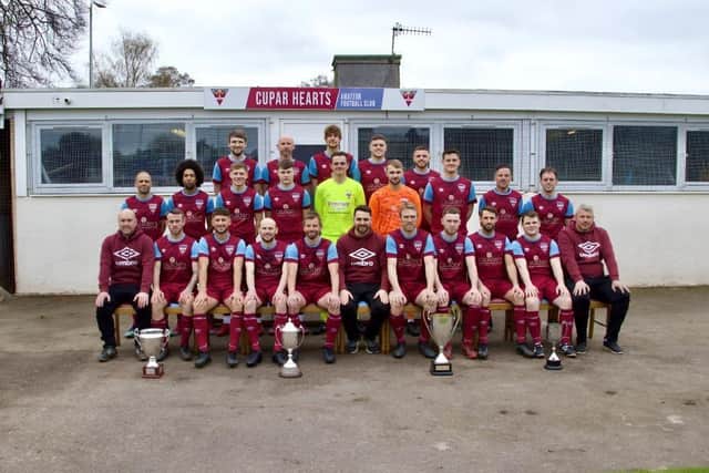 Cupar Hearts squad pictured is raring to go in Wednesday night's Scottish Amateur Cup final (Pic by John Hamilton)