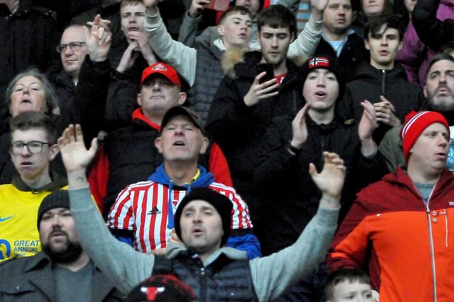 Sunderland fans in action against Doncaster Rovers.