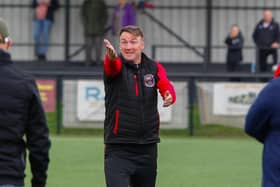 Kirkcaldy manager Craig Ness is not happy after being yellow-carded for remonstrating on the touchline (Pics by Scott Louden)