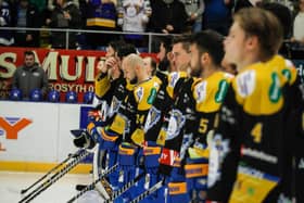Fife Flyers line up for a minute's silence to mark the passing pf The Queen (Pic: Jillian McFarlane)