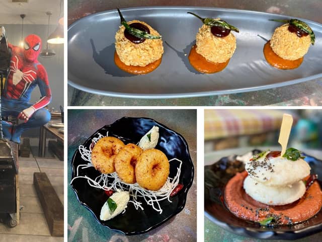 Dunfermline's very own Spider-Man was among guest at the launch of Dhoom's new taster menu (Pics: Submitted)