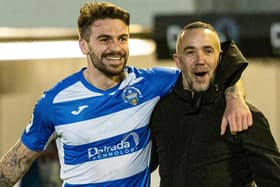 George Oakley and Dougie Imrie after helping Greenock Morton beat Motherwell 2-1 in Scottish Cup in February 2024 (Pic Craig Foy/SNS Group)