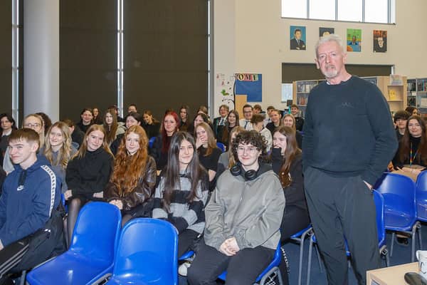 Pupils at Auchmuty High heard from sculptor David Mach about his work (pic: Fife Council)