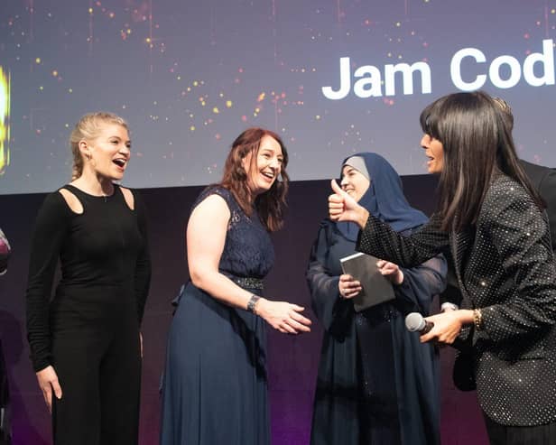 Host Claudia Winkleman presents Jam Coding with Learning Innovation Award