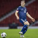 Paul Hanlon making his one senior Scotland appearance during a 1-0 Nations League win over Czech Republic at Hampden on October 14 2020 (Pic Craig Williamson/SNS)