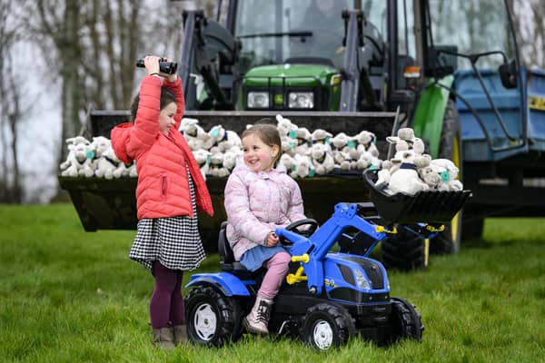 Annabelle Bargeton and Eva Wallace, both aged four, help to launch Hide & Sheep (Pic: RHASS)