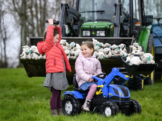 Annabelle Bargeton and Eva Wallace, both aged four, help to launch Hide & Sheep (Pic: RHASS)