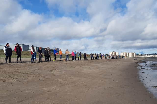 The Line in the Sand event took place at Seafield Beach in Kirkcaldy this afternoon.