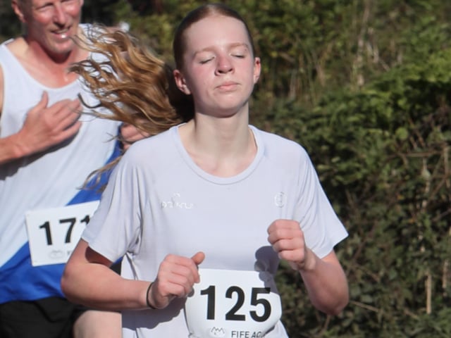Charlotte Paddison at 2026’s Fife Athletic Club Giffordtown 5K near Ladybank on Sunday (Photo: Pete Bracegirdle)