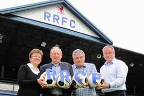 The launch of the Raith Rovers Community Foundation. Some of the Working Group members: Cllr Judy Hamilton, Robert Main, Jim Hunter and RRFC Director Tom Phillips