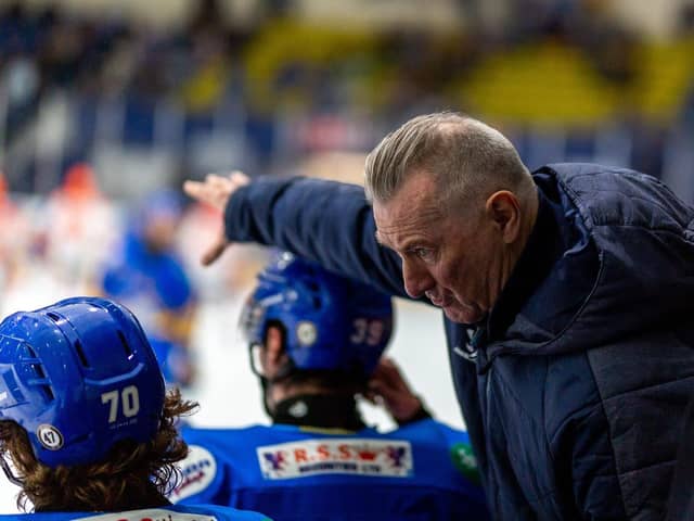 Tom Coolen on the bench as Fife Flyers - and he will be back next season (Pic: Derek Young)