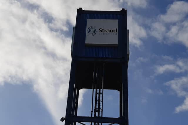 The tower at the front of the former Strand Lighting factory in Kirkcaldy's Mitchelston Industrial Estate