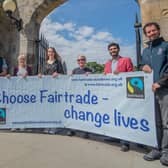 Sustainability coordinator Hannah Bowey (third left) with supporters of the University’s Fairtrade efforts. (Photo: University of St Andrews /  Gayle McIntyre)