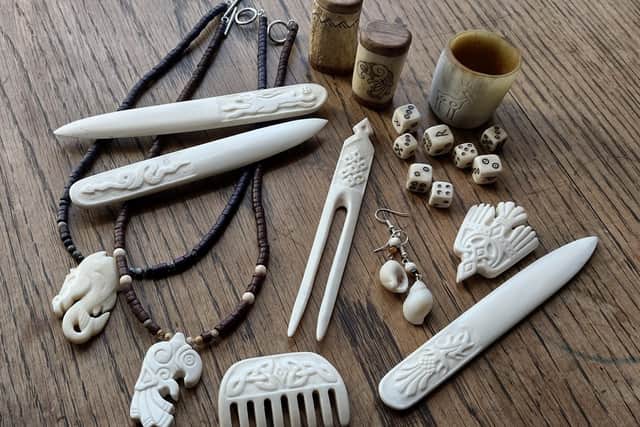 A selection of bone carvings by Riikka
