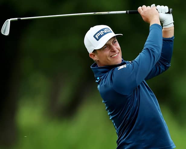 Calum Hill playing at the Betfred British Masters hosted by Nick Faldo at the Belfry at Sutton Coldfield in Warwickshire on Sunday (Pic: Luke Walker/Getty Images)