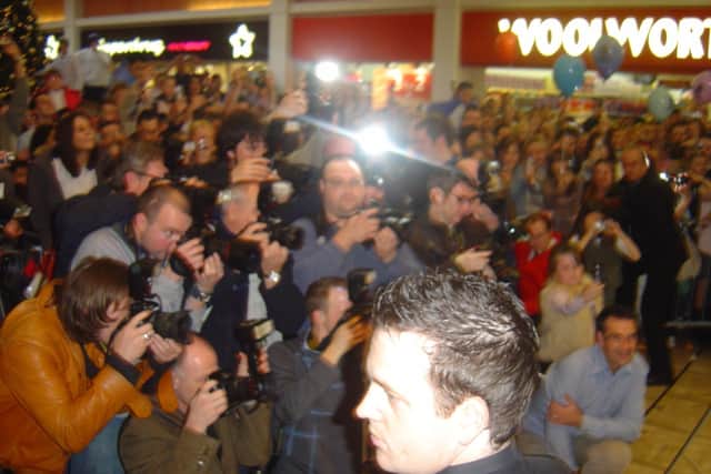 Photographers packed the entrance to the shop to catch a glimpse pf Girls Aloud (Pic: John Murray)
