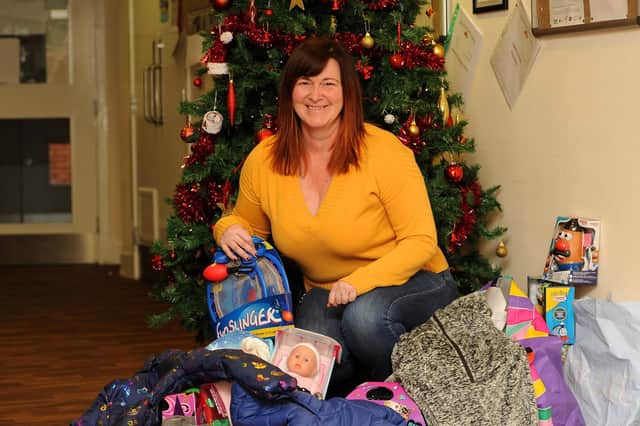 Pauline Buchan with selection of donations from last year's appeal. Pic: Fife Photo Agency.