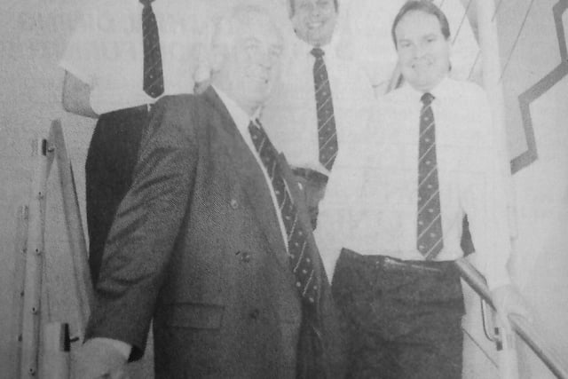 October 1992 - opening of new Bank of Scotland branch at Mitchelston, Kirkcaldy: Foreground: David Paterson, senior manager).
 From left Tom Steel, David McCallum, Jim Duthie, Derek Rolland