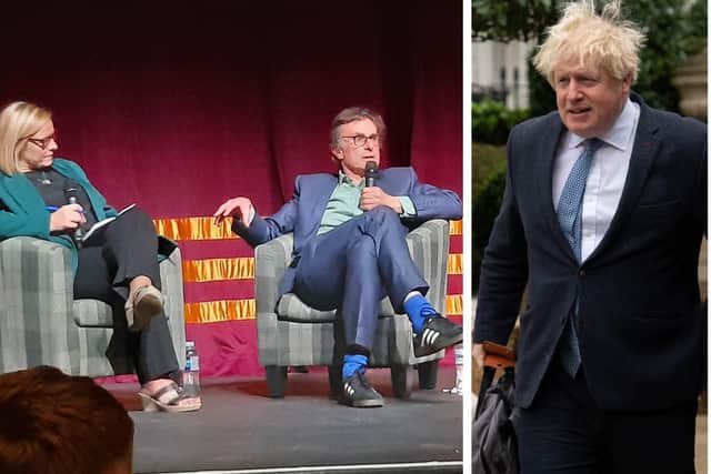 News of Boris Johnson's resignation broke during Robert Peston's Q&A at a Kirkcaldy theatre - and sparked loud applause from the audience (Pics: Fife Free Press/Carl Court/Getty Images)