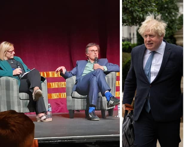 News of Boris Johnson's resignation broke during Robert Peston's Q&A at a Kirkcaldy theatre - and sparked loud applause from the audience (Pics: Fife Free Press/Carl Court/Getty Images)