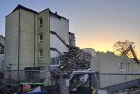 The Francis Street flat block in Lochgelly is currently being demolished. (Image by Danyel VanReenen)
