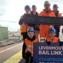 Pupils activate the 100 day countdown at Leven's new station (Pic: Network Rail)