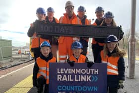 Pupils activate the 100 day countdown at Leven's new station (Pic: Network Rail)