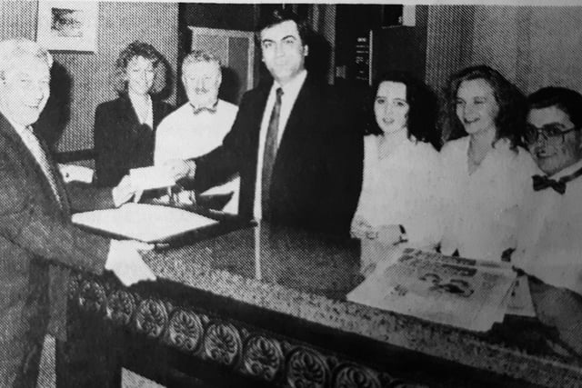 1992 saw huge fundraising efforts for the Sick Kids Hospital in Edinburgh.
Among the many cheques handed over was this one for £1200 from the Parkway Hotel - now known as the Beveridge Park Hotel.
It was raised via Santa parties held during the 1991 Christmas period, and handed over by manager  Charbel Bou Aoun