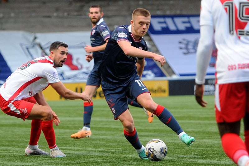 November 4, 2023: Raith Rovers 1-1 Airdrieonians. Ex-Airdrie player Callum Smith (pictured) scores Raith goal before Todorov levels Championship battle (Pic Fife Photo Agency)