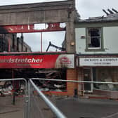 The charred shell of Poundstretcher in Leven High Street