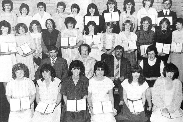 Newly-qualified students are pictured in 1984 with their certificates and badges at the Fife College of Nursing and Midwifery in Kirkcaldy.