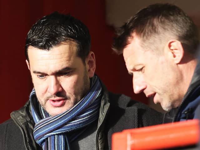 Ian Murray (left) at Airdrieonians v Hearts on Sunday (Pic Mark Scates/SNS Group)