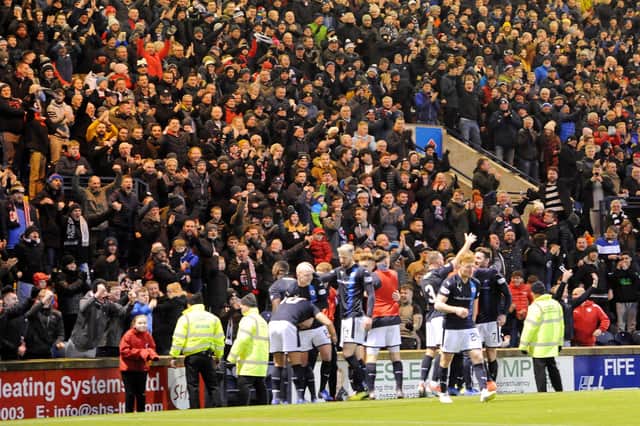 Raith players and fans celebrate during last year's Scottish Cup win over Dunfermline (Fife Photo Agency)