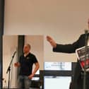 Alex Rowley addresses the meeting: Inset: John McKenzie, Scottish secretary of the Fire Brigades Union (FBU) (Pics: Danyel VanReenen)