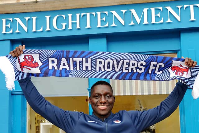 Rovers star Fernandy Mendy at Enlightenments (Pic: Fife Photo Agency)